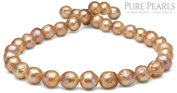 Kasumi-Style Metallic Golden And Pink Freshwater Pearl Necklaces