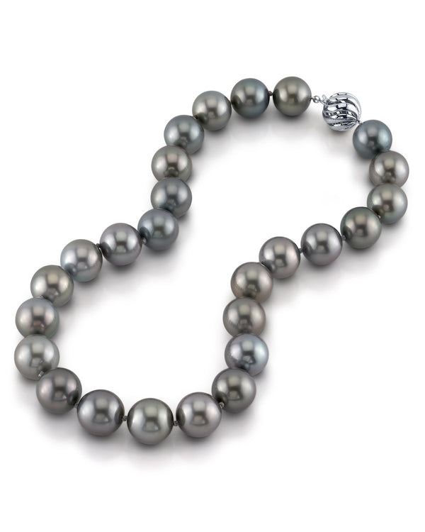 Genuine 10mm pear shape silver/grey Tahitian pearl necklace deals in sterling silver