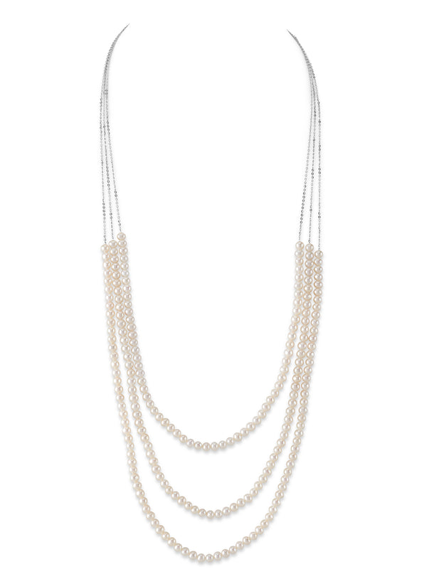 14K Gold Triple Freshwater Pearl and Chain Addie Necklace - Pure