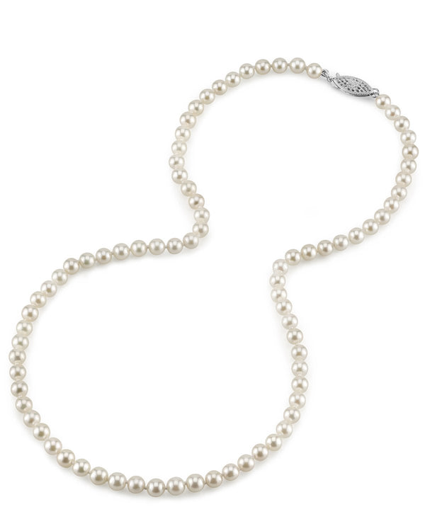 White Gem Grade Freshwater: 7.5-8.0mm 16 Choker Length / Filigree Clasp 14K White Gold