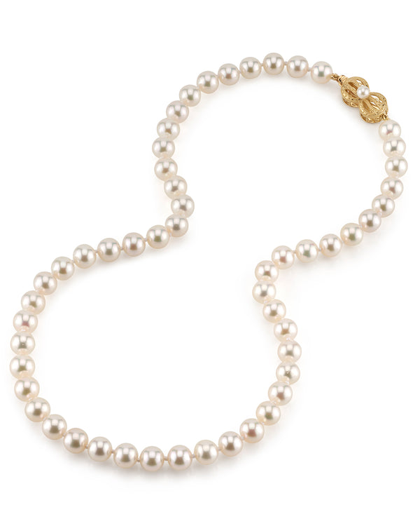 White Japanese Akoya Pearl Necklace, 7.5-8.0mm - AAA Quality 20 Matinee Length / 7.5-8.0mm AAA Quality / Infinity Clasp - 14K White Gold