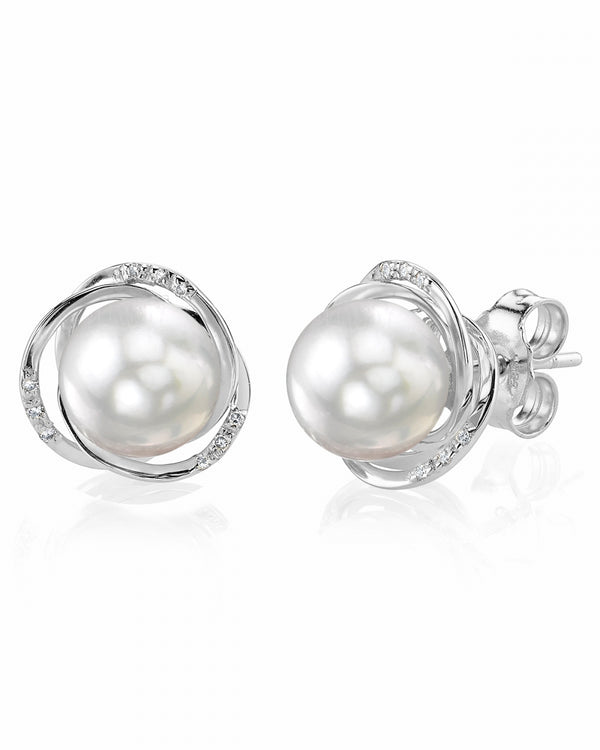 White South Sea Pearl and Diamond Lexi Earrings - Pure Pearls