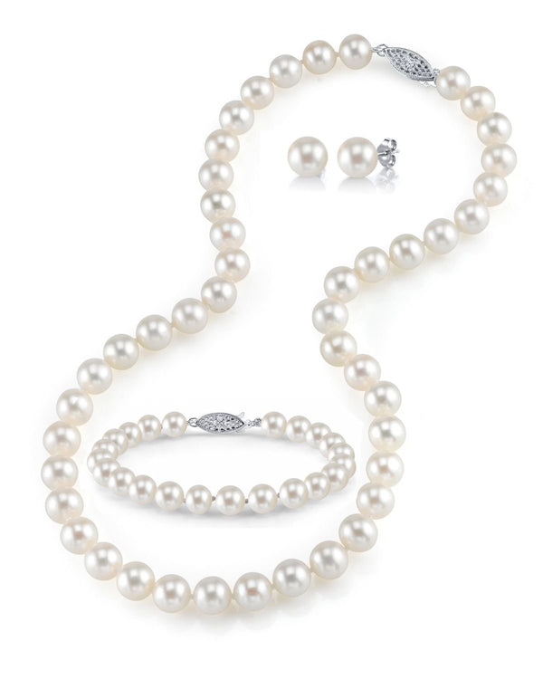 7.5-8.0 mm 18 Inch AAA White Freshwater Pearl Necklace