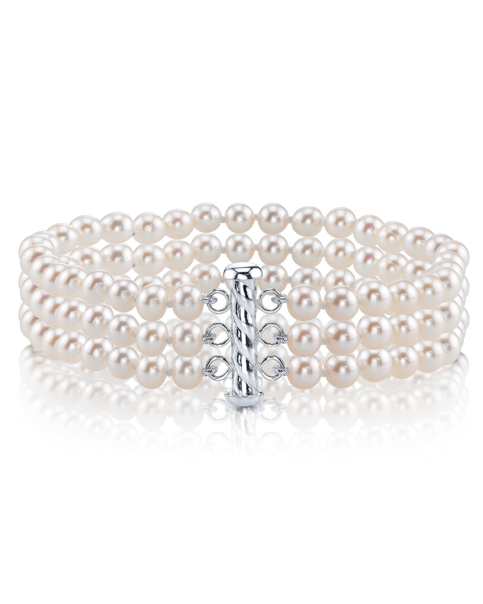 Triple White Freshwater Pearl Bracelet