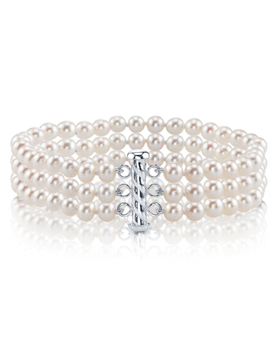 Triple White Freshwater Pearl Bracelet