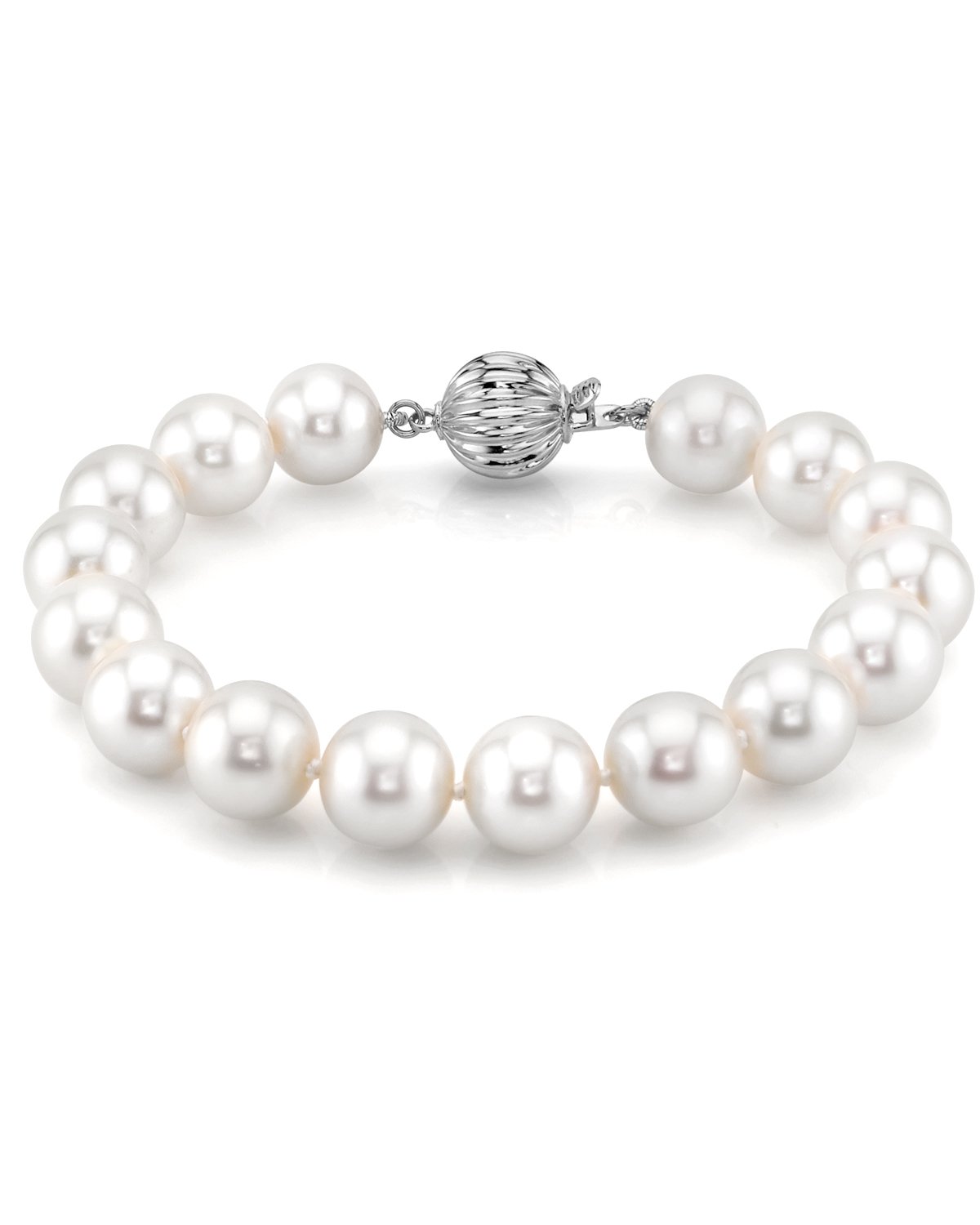 9.5-10.5mm White Freshwater Pearl Bracelet - AAA Quality - Pure Pearls