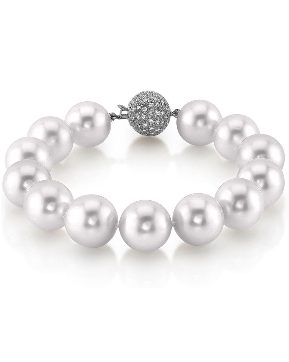 White South Sea Baroque Pearl Leather Bracelet for Men