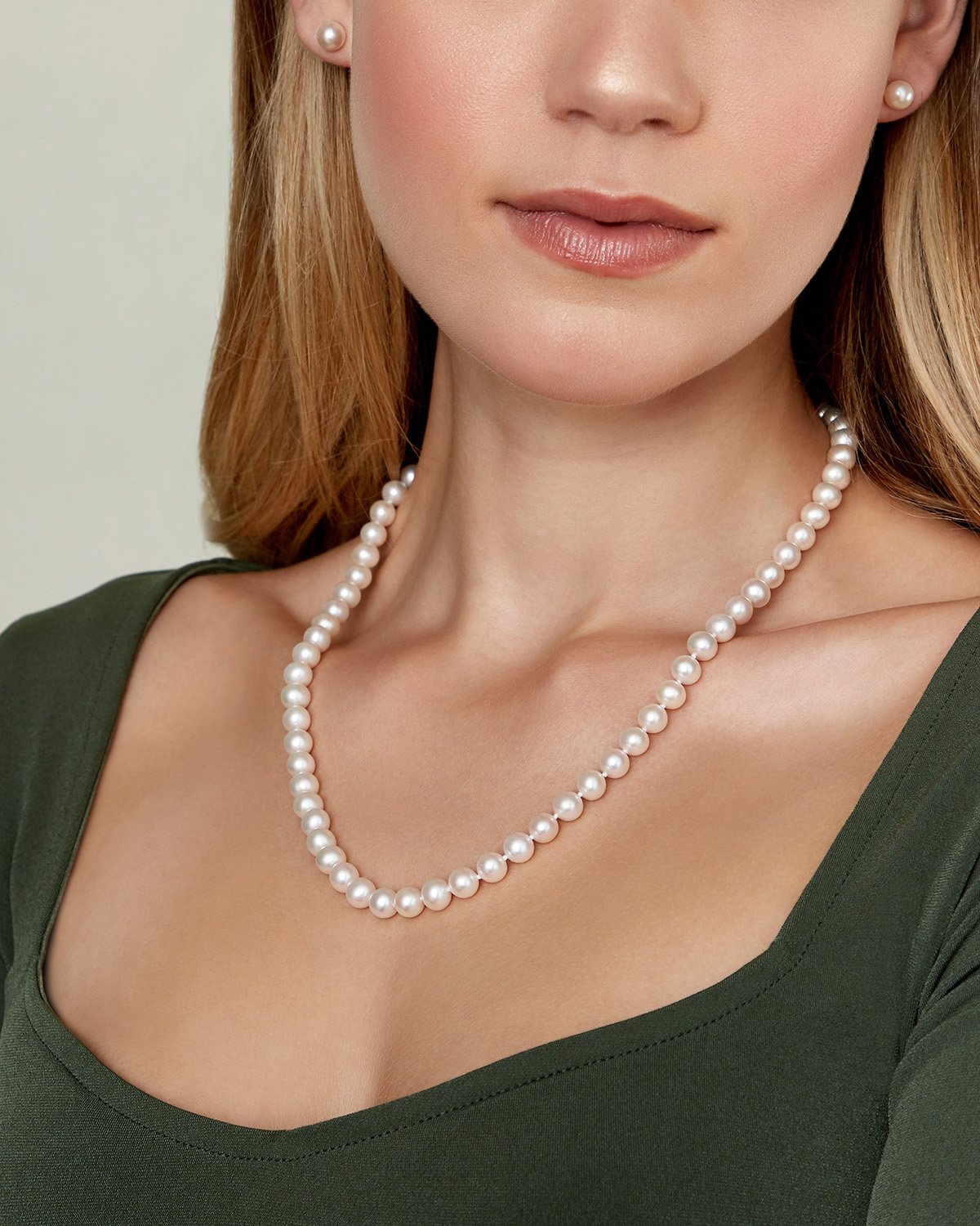 Pearl Tincup Necklace - AAA 7mm Oval - 17 with sterling silver chain & bolt  clasp