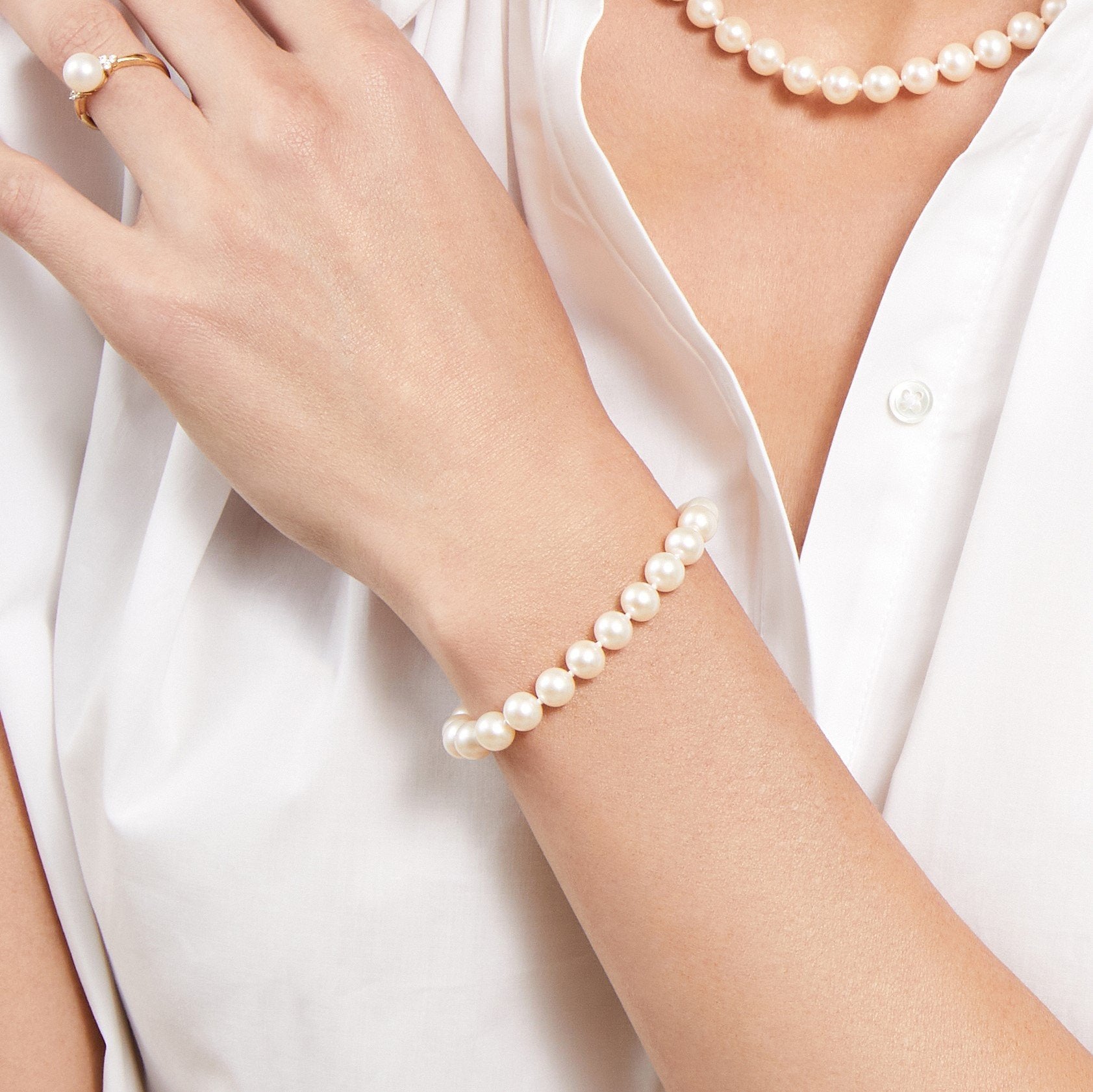 Freshwater Pearl with Gold Bracelet – SilverPlus Jewellery