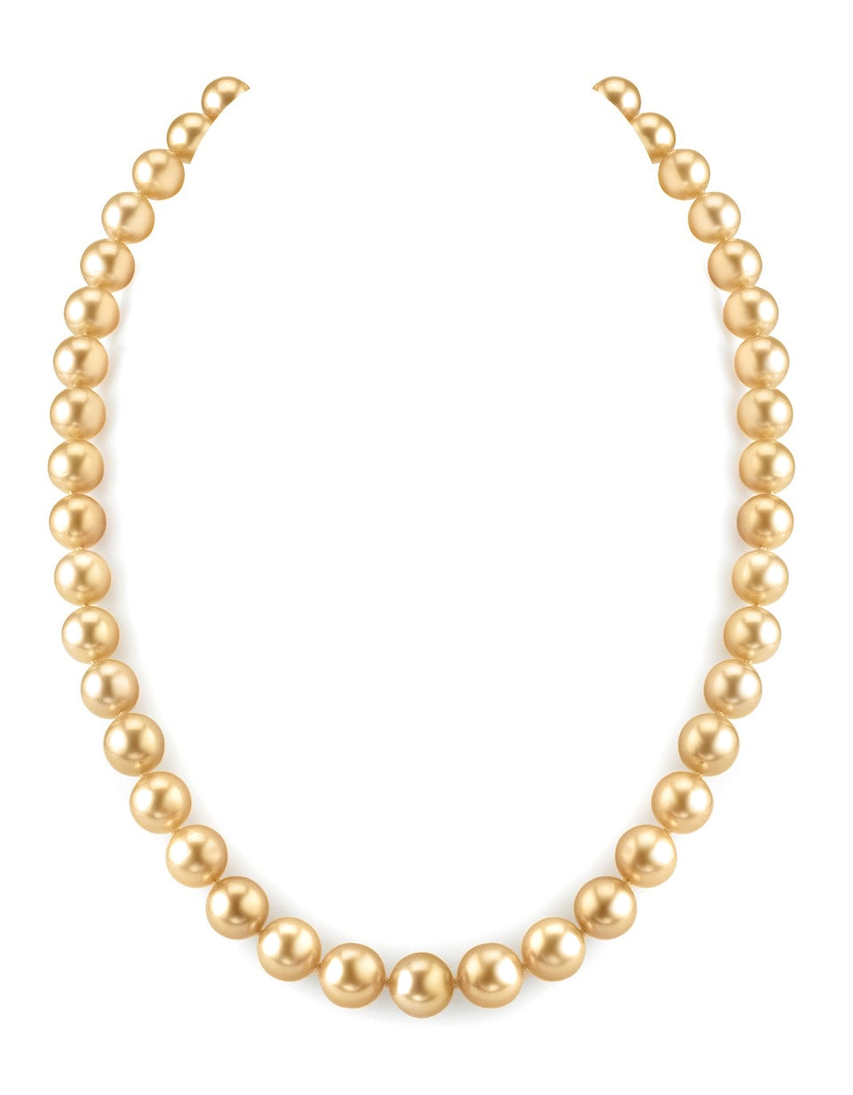 8-10mm Golden South Sea Pearl Necklace - AAAA Quality - Pure Pearls