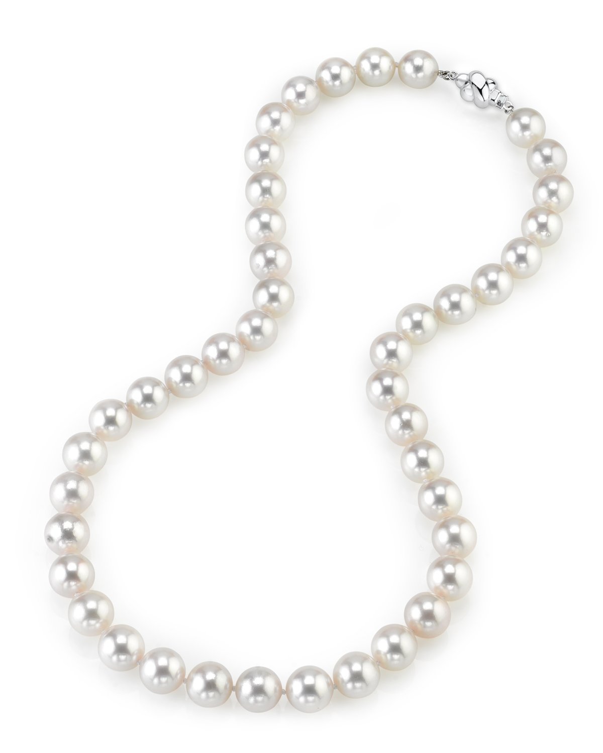 White Japanese Akoya Pearl Necklace, 9.5-10mm - AAA Quality - Pure