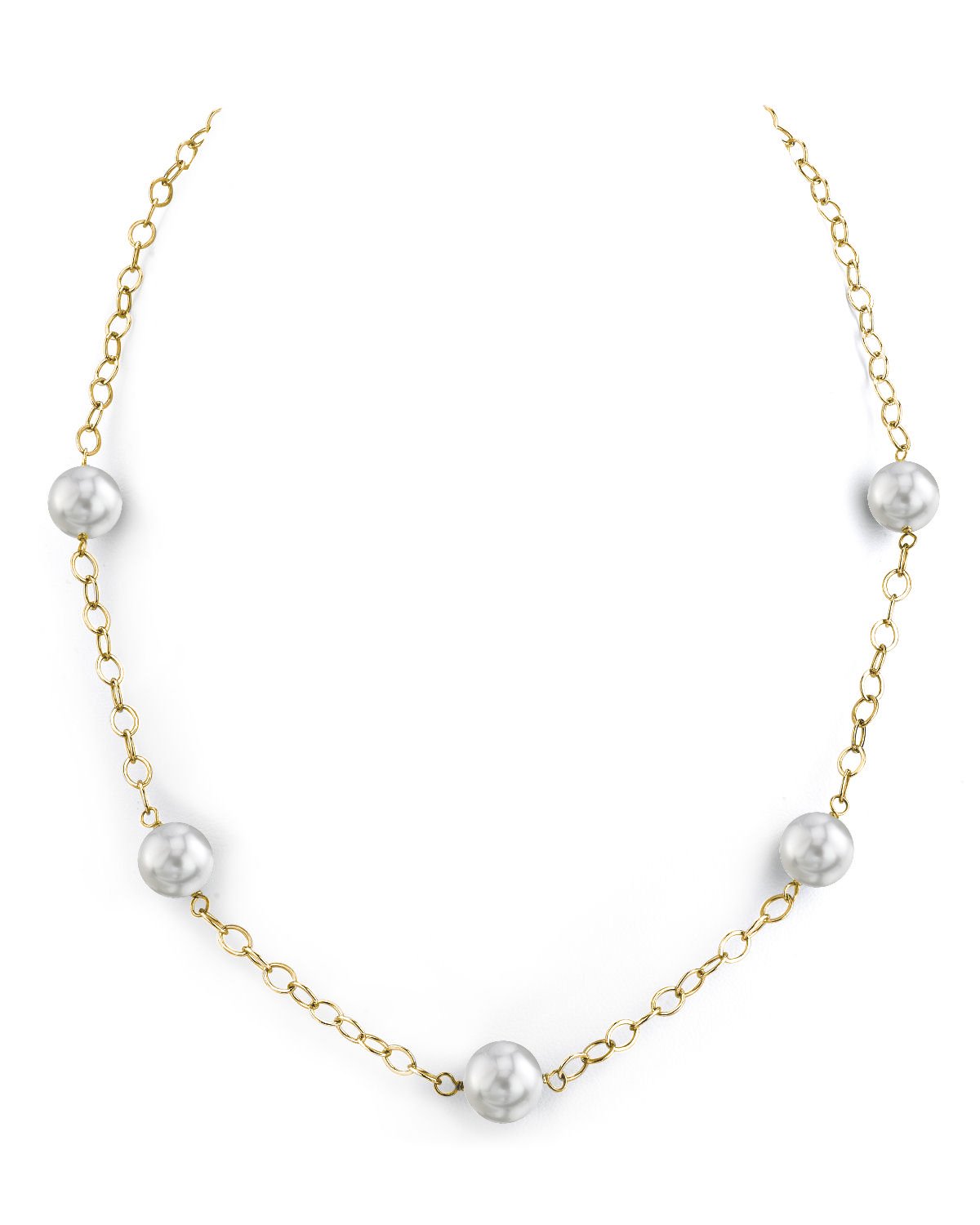 8.5-9.0mm Japanese Akoya Round Pearl Four Link Tincup Necklace