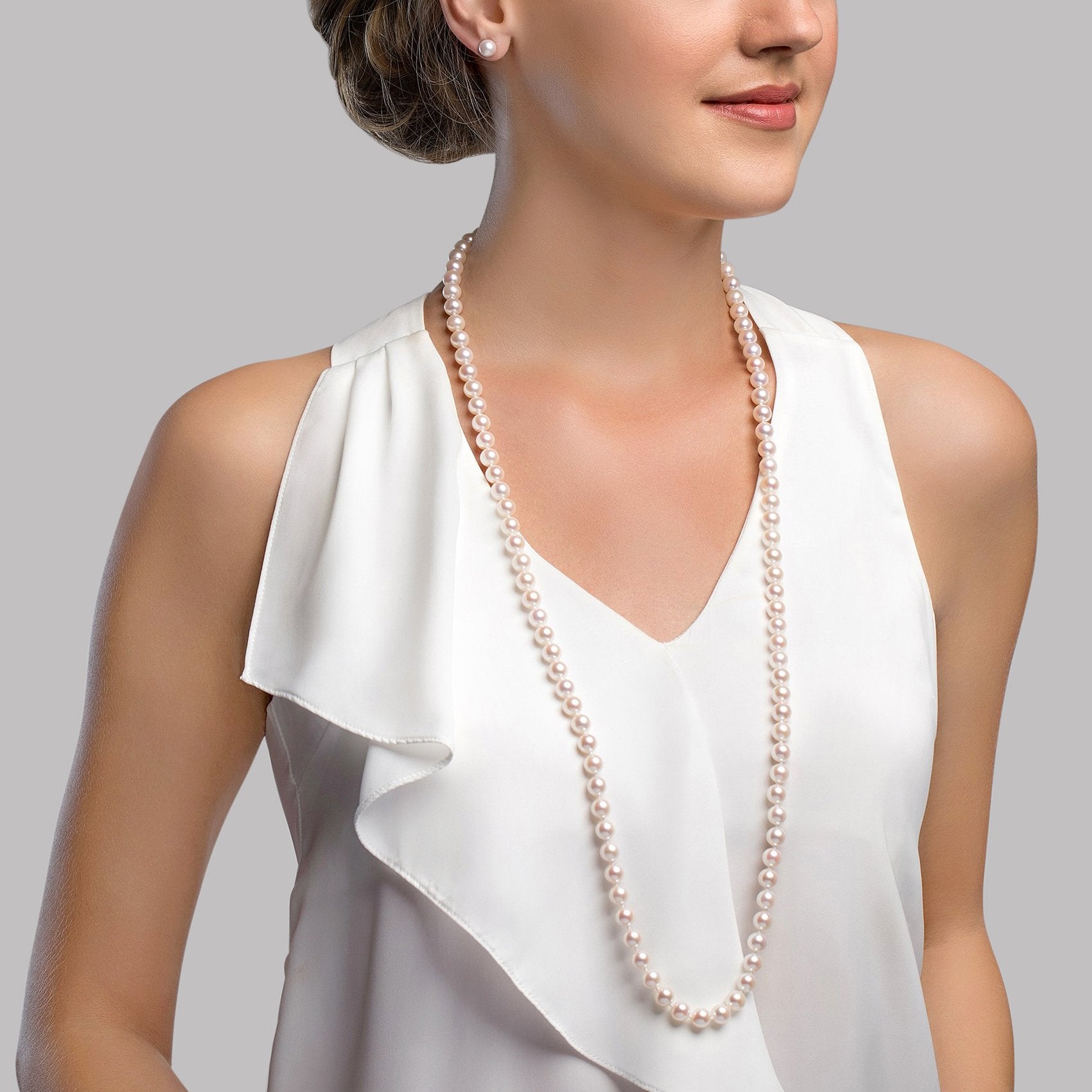 Avalon Pearls Pearl Necklace, White 9-10 mm Cultured Freshwater Pearls AAA  With 14k Solid Yellow