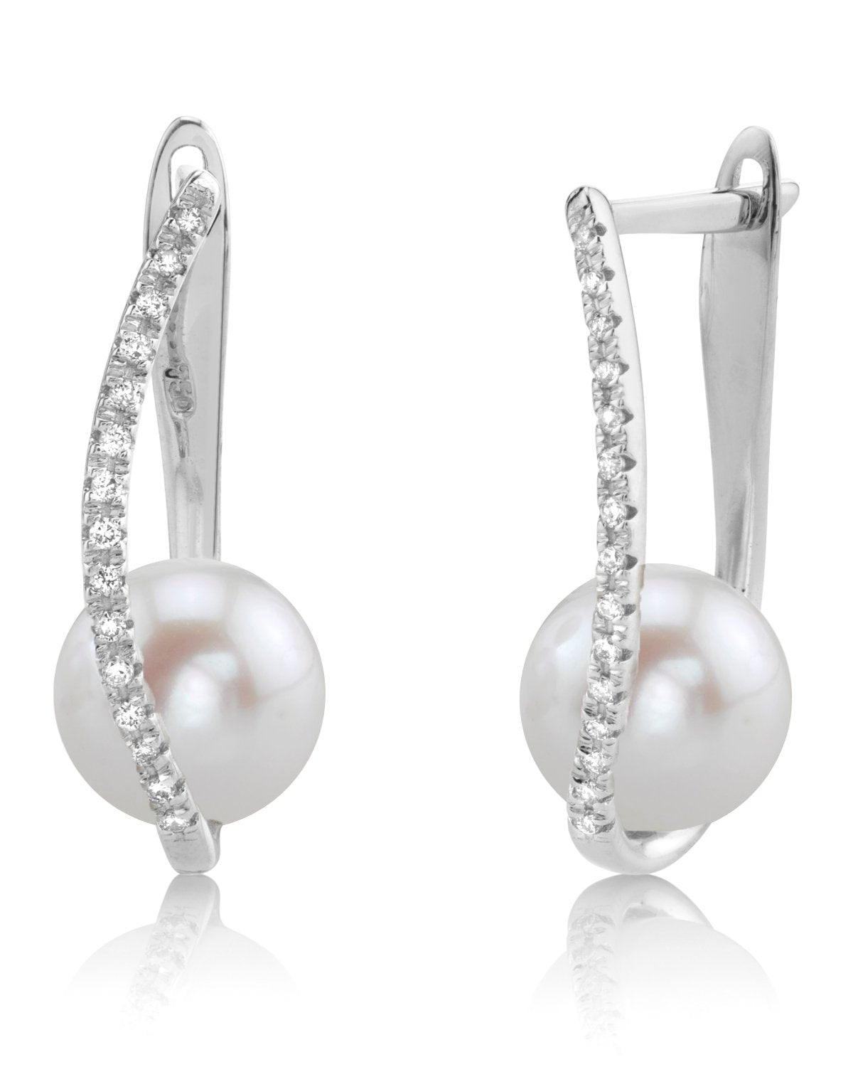 White Cultured Freshwater Pearl & 1/8 CT. T.W. Genuine Diamond 14K White  Gold Drop Earrings - JCPenney
