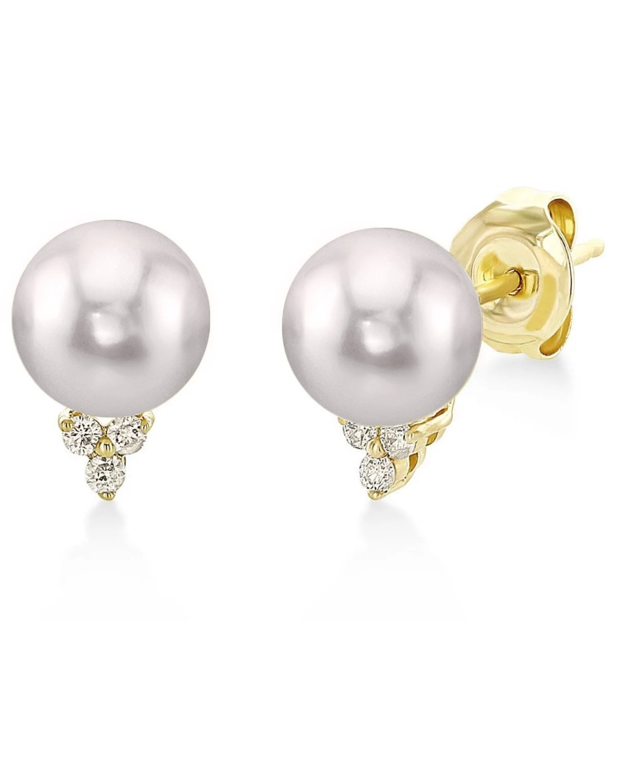 14K White or Yellow Gold Akoya Pearl Stud Earrings 14K Yellow Gold / 5.0-5.5mm