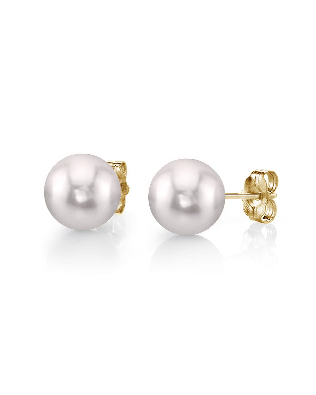 6.5-7.0mm White Akoya Round Pearl Stud Earrings - Pure Pearls