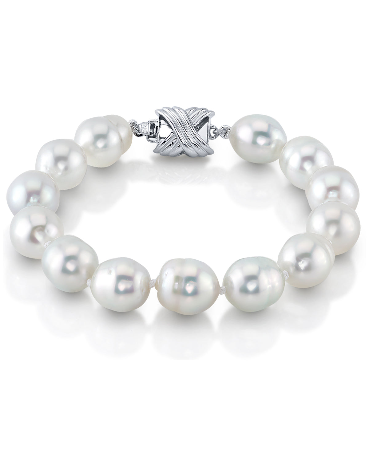 White South Sea Baroque Pearl Leather Bracelet - Various Sizes