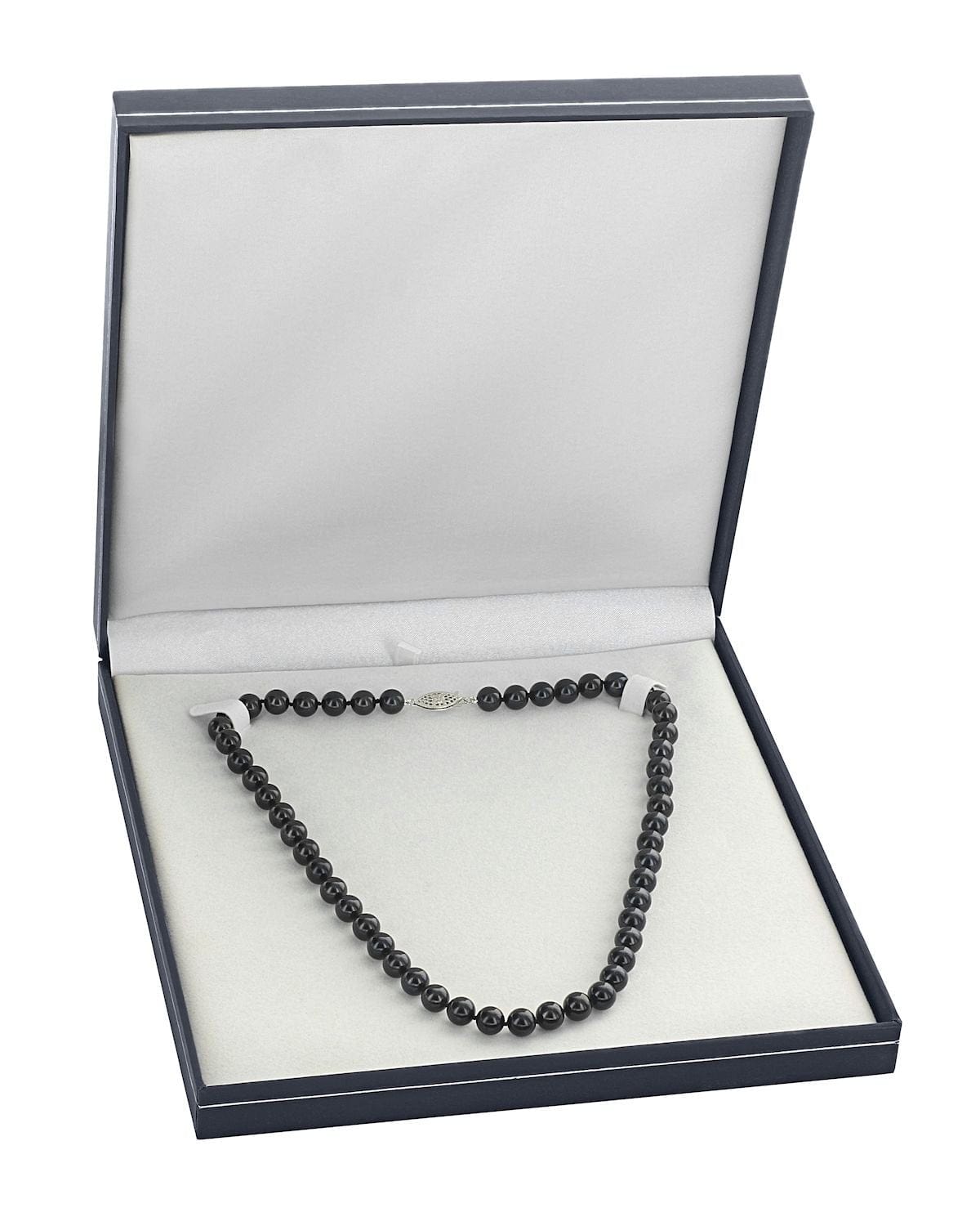 Black Japanese Akoya Choker Length Pearl Necklace, 6.5-7.0mm - AA+