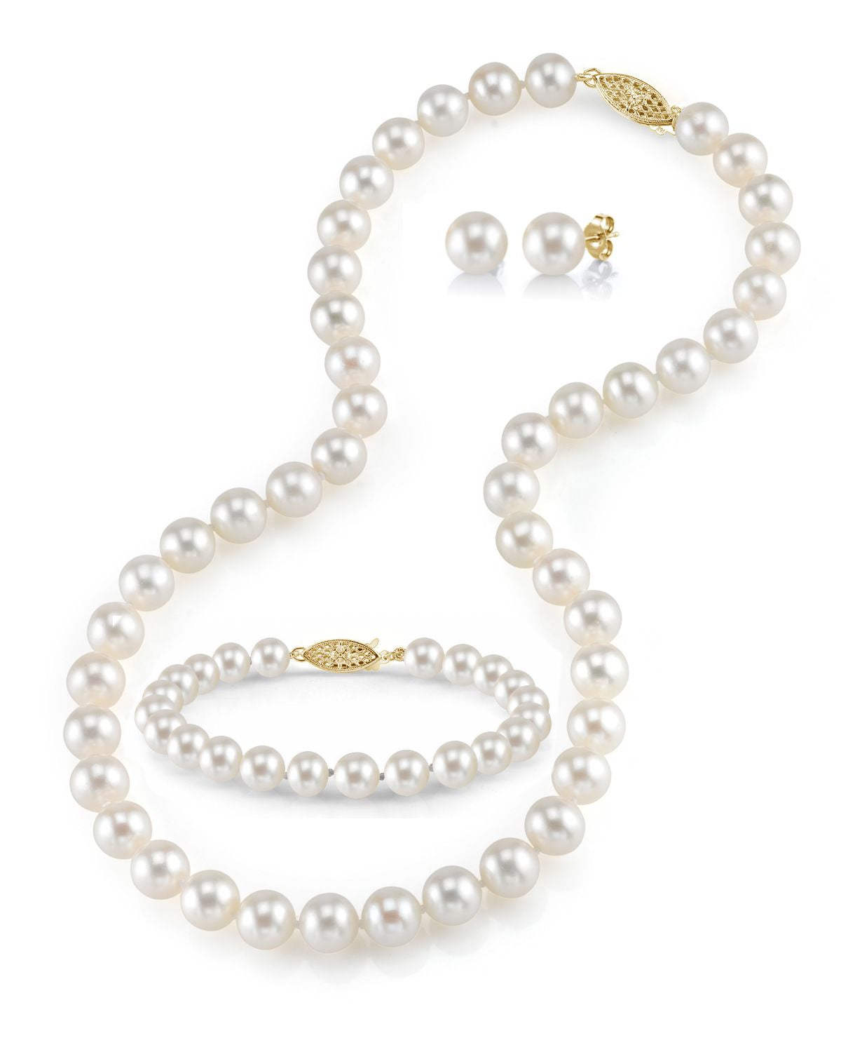 7.0 7.5mm White Freshwater Pearl Necklace Bracelet Earrings