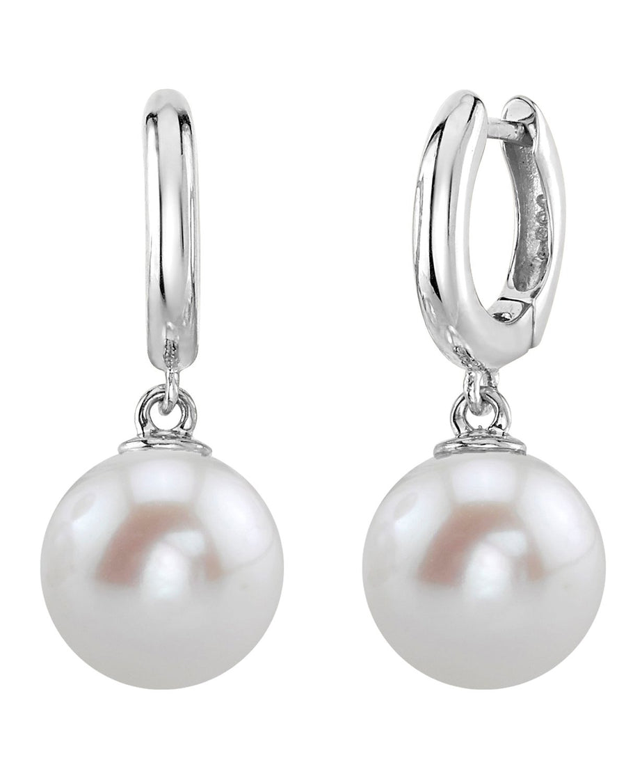 9mm White Freshwater Round Pearl Stud Earrings