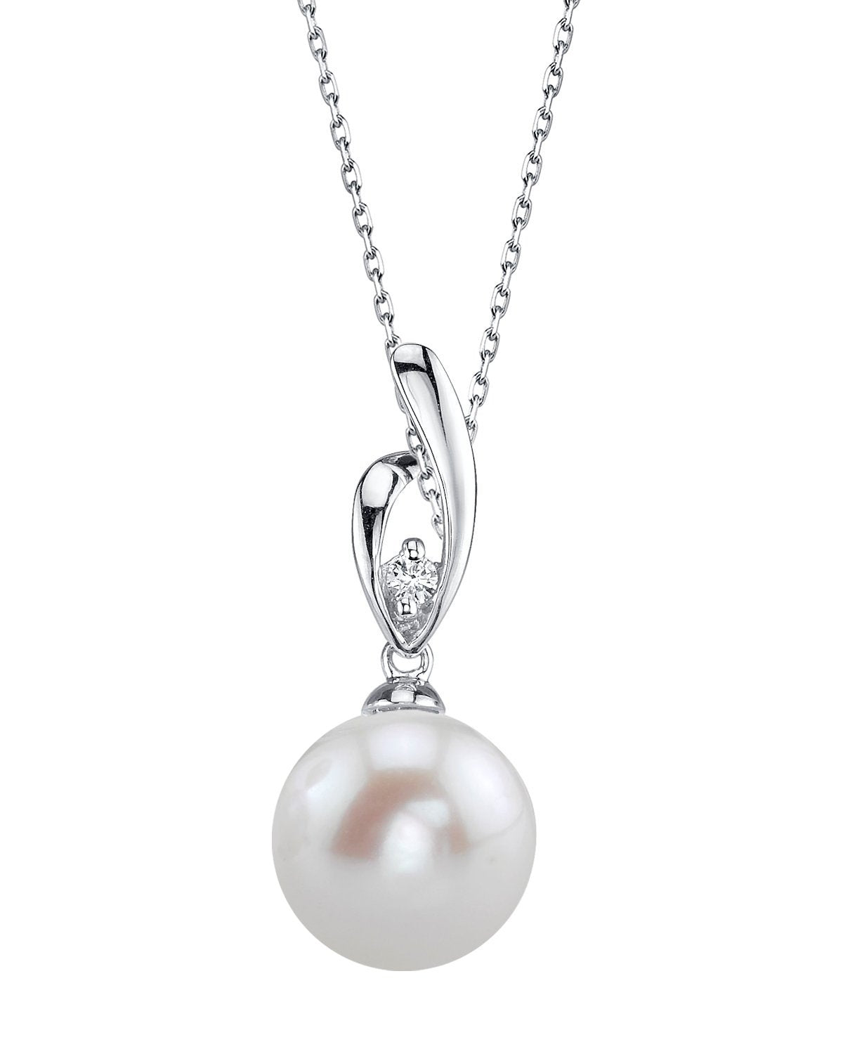 14K Gold Freshwater Pearl & Diamond Lois Pendant - Pure Pearls