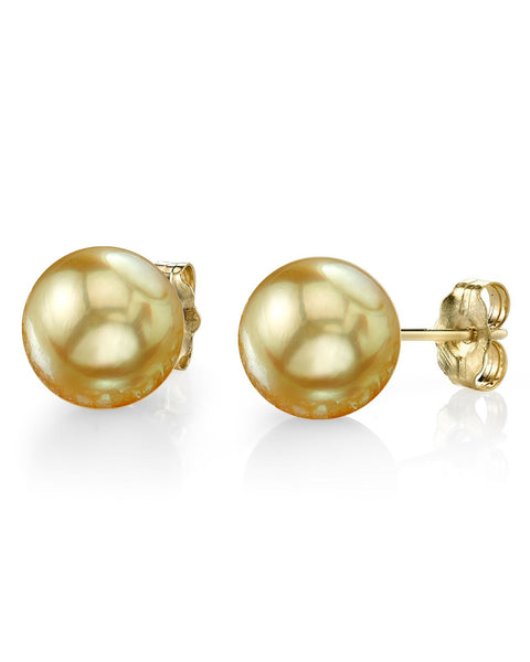 Yellow gold deals and pearl earrings