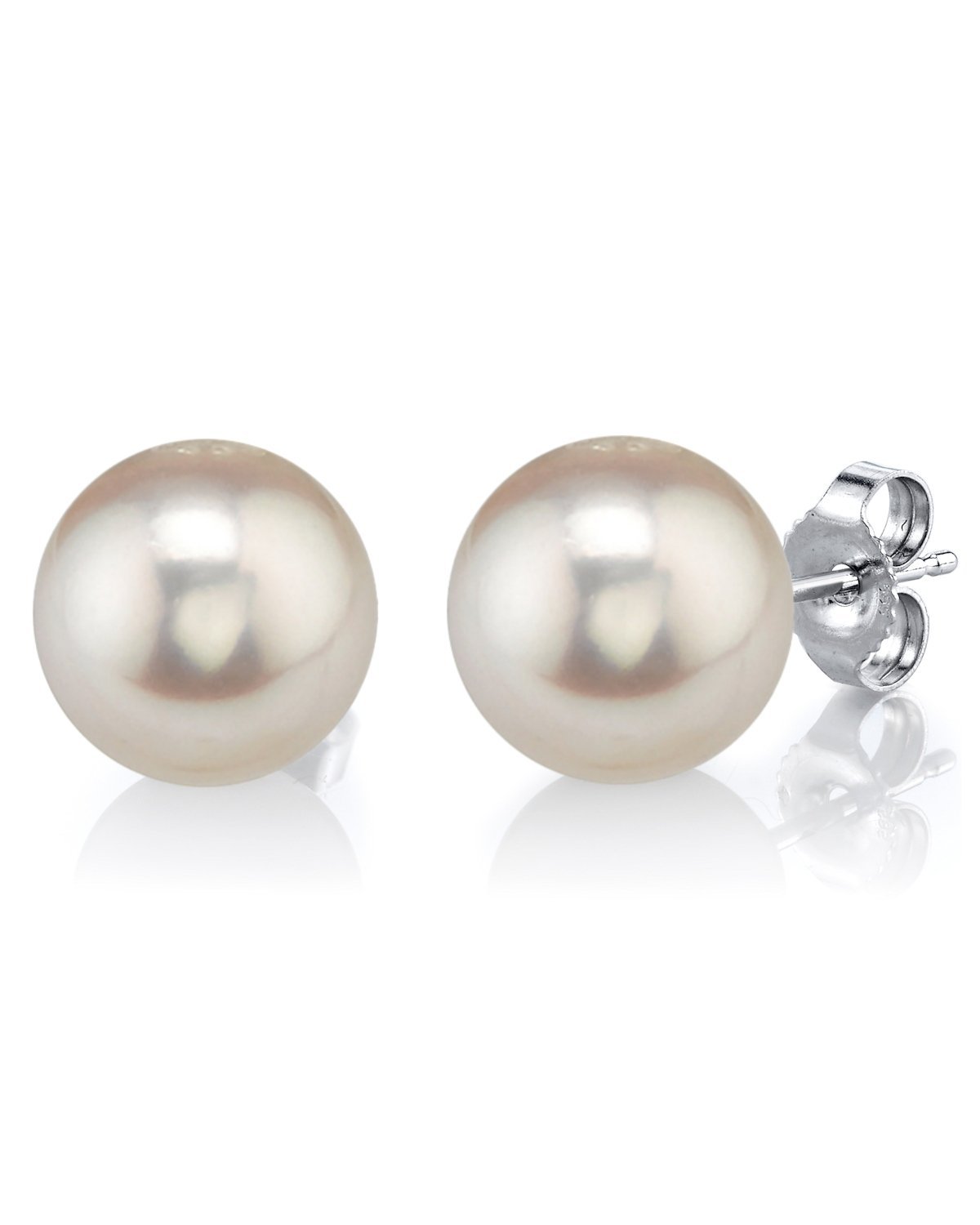 13mm White Freshwater Round Pearl Stud Earrings Pure Pearls