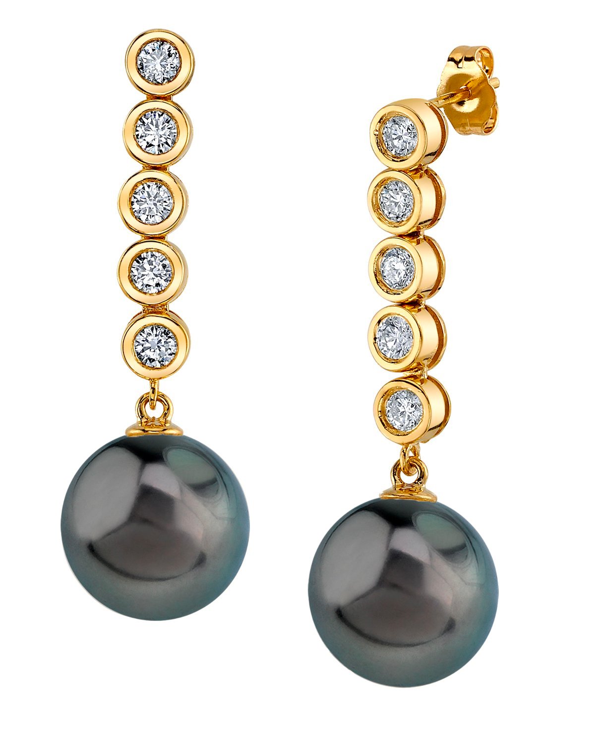14kt gold Sea of Beauty Kanzanshi pearl diamond single earrings