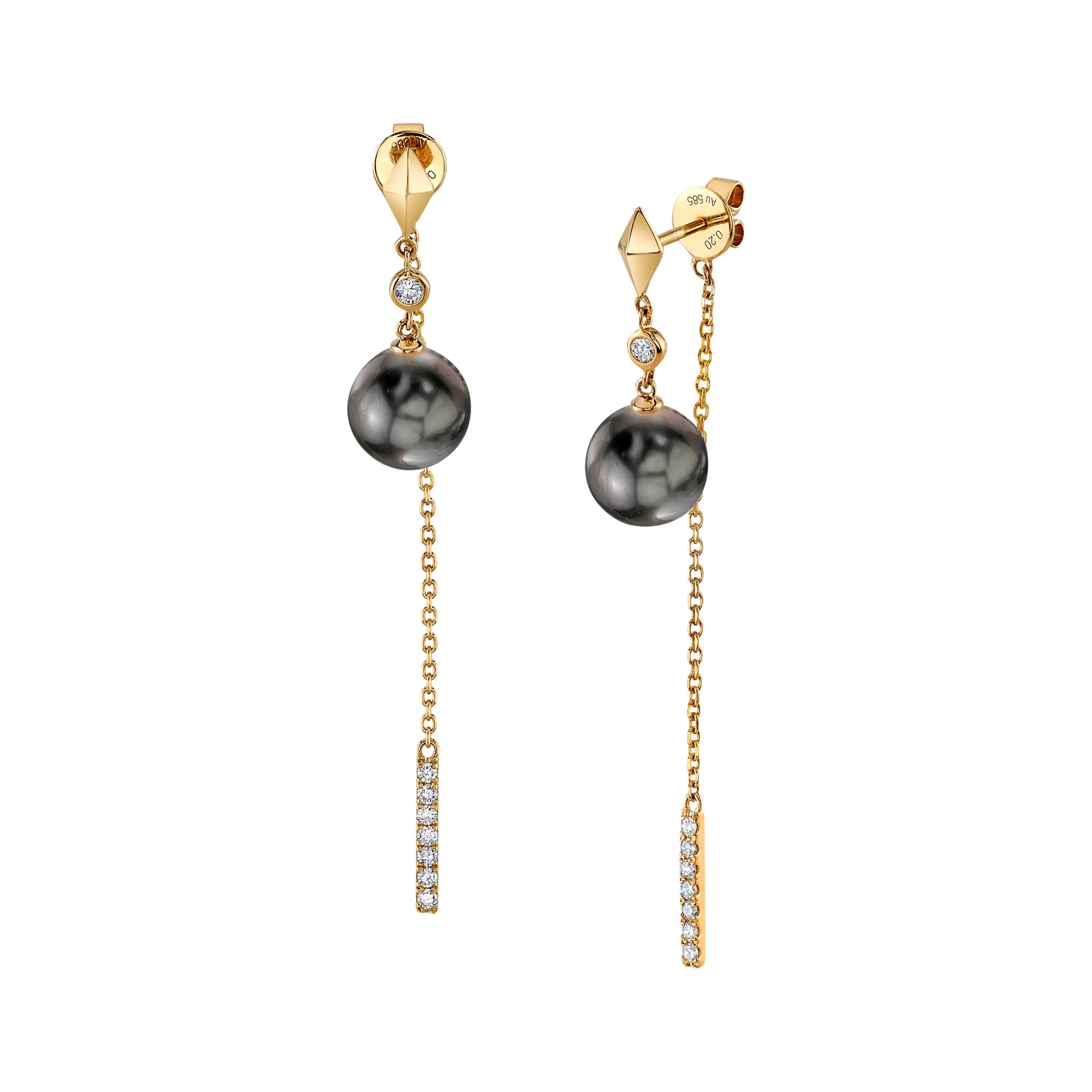 Mikimoto Morning Dew Black South Sea Pearl and Diamond Earrings | Lee  Michaels Fine Jewelry store