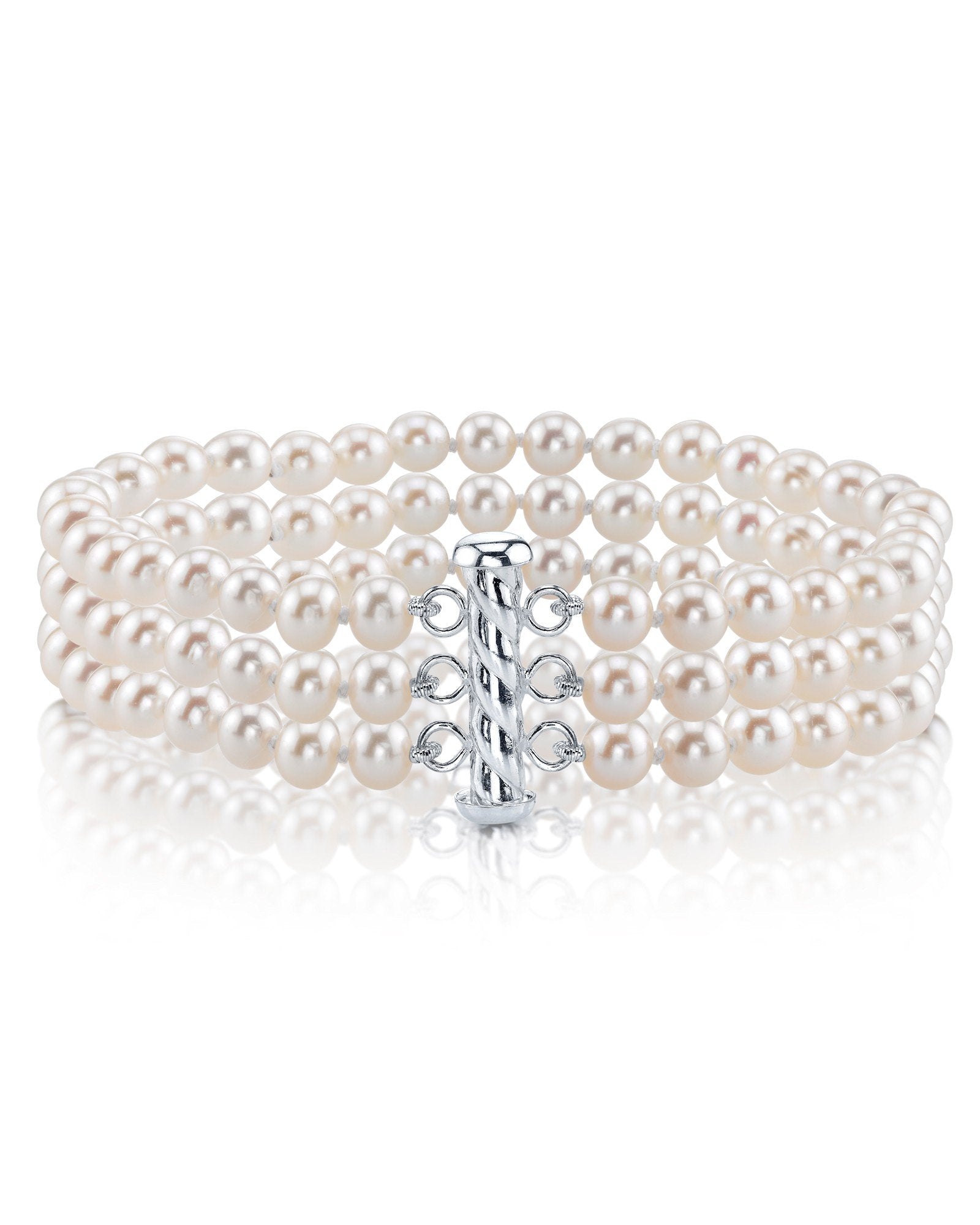 Triple White Freshwater Pearl Bracelet - Pure Pearls